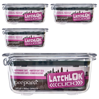 prepara 沛樂生活 Latchlok CLICK系列 TRITAN保鮮盒 2號 微波爐適用 防漏 耐污, PPR03-00094G 橄欖綠 460ml, 4個