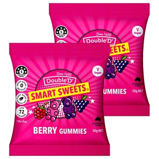 Double'D 無糖軟糖 綜合莓果風味 無麩質 高纖維 零脂肪 低碳水化合物, 50g, 2包