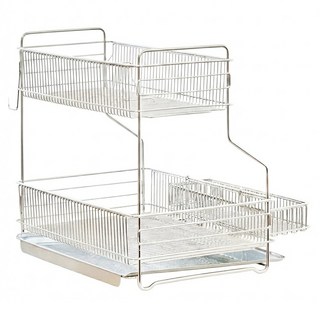 Gonggam Store 全不鏽鋼自動排水雙層碗盤瀝水架, 2層, 1組, 單色