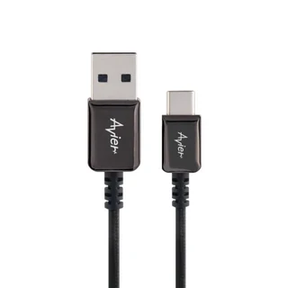 Avier CLASSIC USB A-USB C 高速充電傳輸線 99.99%高純度無氧銅線芯 支援3A極速充電, 100cm, 黑色, 1條