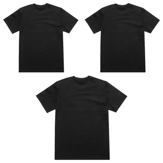 BASE ALPHA ESSENTIALS 中性款 素色短袖T恤 3件組 - 100%純棉，使用30支紗精梳棉, XXL, 黑色