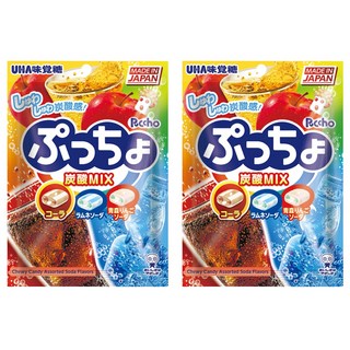 UHA 味覺糖 普超軟糖 綜合汽水味, 單顆包裝, QQ顆粒增加咀嚼感, 90g, 2包