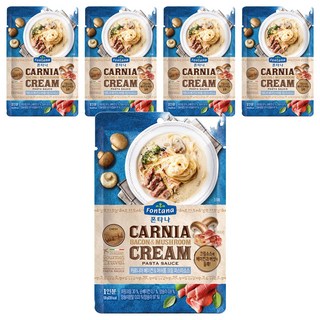 歐洲 Fontana 卡尼亞 培根蘑菇奶油義大利麵醬, 130g, 5個