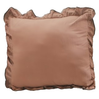 沐慕家居 棉布荷葉邊枕套 + 枕心 (暖棕色), 45 x 45cm, 1件