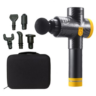 LTP 20段速度 肌肉筋膜放鬆器/筋膜槍 + 按摩頭 6種 附專業收納盒, 黑色, A10