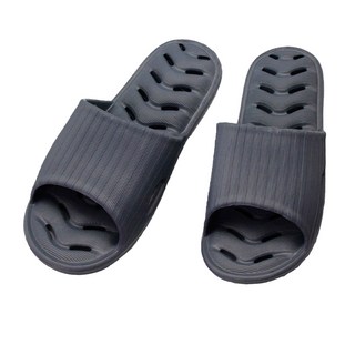 TAY SONG 太松 緩壓排水浴室拖鞋 專利設計 22孔洞排水速乾 EVA一體成型 魚骨防滑, 灰藍色, 1雙