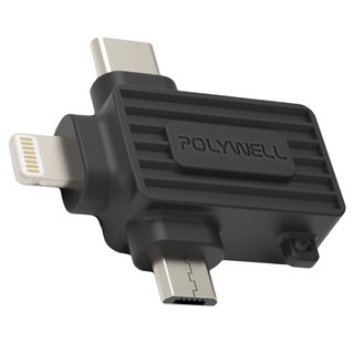 POLYWELL 寶利威爾 USB三合一OTG轉接頭 PW15-T65-0507 38 x 38 x 6mm, PW15-W52-B141, 黑色, 1個