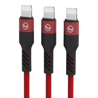 Sinjimoru Rope iPhone 高速充電線 USB-lightning, 2m, 紅色, 3個