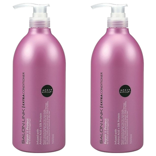 KUMANO 熊野油脂 Salon Link EXTRA沙龍潤髮乳, 深層修復, 無矽靈, 1L, 2瓶