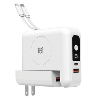 MCK 科技 3合1多功能行動電源 10000mAh 大容量 22.5W 雙向快充, MCK-SPB001, 白色