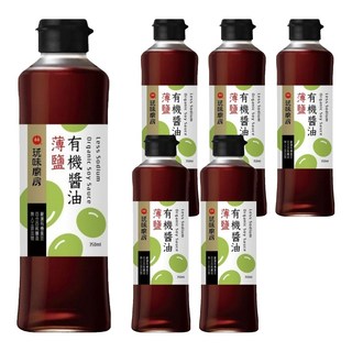 萬家香 玩味廚房薄鹽有機醬油 350ml 減低鹽分30% 使用有機黃豆 100%純天然釀造 無麩質配方 榮獲台美雙認證, 6瓶