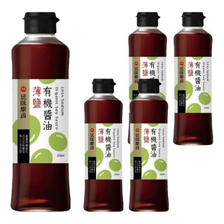 萬家香 玩味廚房薄鹽有機醬油 350ml 減低鹽分30% 使用有機黃豆 100%純天然釀造 無麩質配方 榮獲台美雙認證, 5瓶