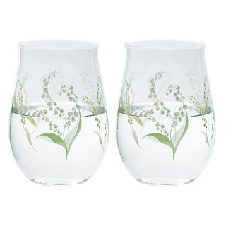 TOYO-SASAKI GLASS 東洋佐佐木 玻璃花卉對杯組 400ml, 鈴蘭, 1組