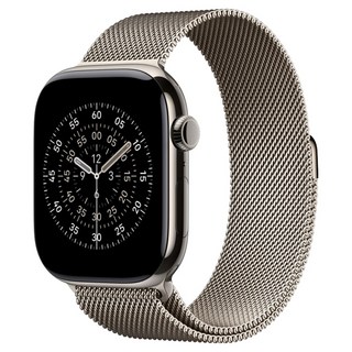Apple 2025 Apple Watch S11 原色鈦金屬, GPS + 行動網路, S/M原色米蘭式錶環, 46mm