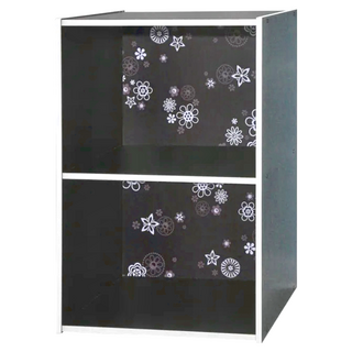 EASYHOME 花系列 兩層開放式收納櫃, 塑合板+纖維板, 黑色, 60 x 42 x 28.5cm