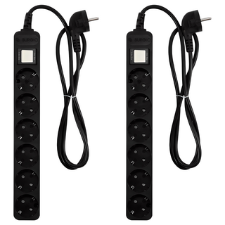 6芯地線型多抽頭黑色, 2個, 3m, 黑色