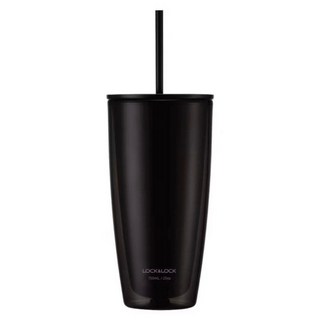 LocknLock 樂扣樂扣 簡約雙層輕量大容量吸管杯, 750ml, 1個, 尊爵黑色