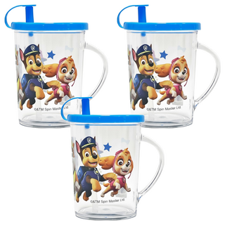 nickelodeon 汪汪隊立大功 吸管杯 280cc 耐熱PP塑膠材質, 3個, 藍