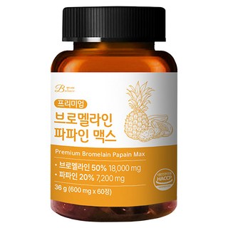 밸런스궁합 브로멜라인 파파인 맥스 파인애플 36g, 60정, 1개
