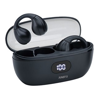 RASTO RS60 耳夾式氣傳導電量顯示真無線藍牙5.3耳機, R-EPA064, 黑色