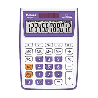 E-MORE 計算機 MS-20GT 160g 紫色 國家考試專用 12位數顯示 雙電源, 1個