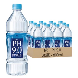 統一PH9.0 鹼性離子水, 800ml, 20瓶