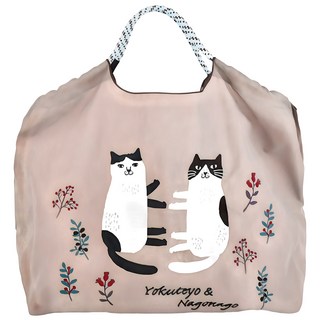 kUSUgURU JAPAN 日本眼鏡貓 Nagonago-san系列 三種用法 大款肩背傘繩包/戶外輕量防潑水提袋, 咖啡色