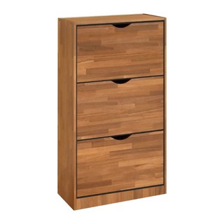 HOPMA 合馬家具 大容量拉門鞋櫃 寬57.5 x 深24 x 高107.4cm DIY商品 內附組裝說明書, 拼版柚木, 3層