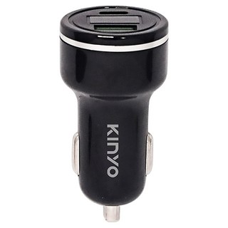Kinyo 雙USB孔車用充電座 24 x 24 x 65mm 15.9g, CU-8075, 黑色