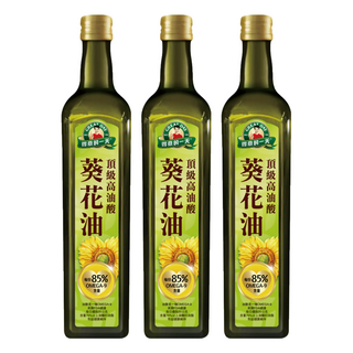 得意的一天 高油酸葵花油 富含維生素E 無添加物 適合高溫烹調, 750ml, 3瓶