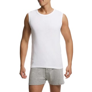 宜而爽 732男寬背心 70%棉 30%聚酯纖維, XL, 白