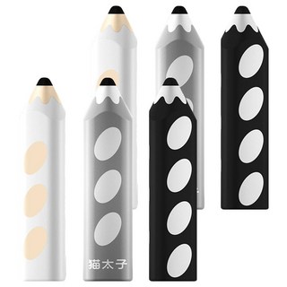 貓太子 鉛筆橡皮擦, 黑色 + 灰色 + 白色, 2組