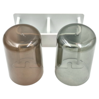 超級工廠 牙刷架 附杯子 免釘膠款 二人款, 白色, 浴室收納, 1個