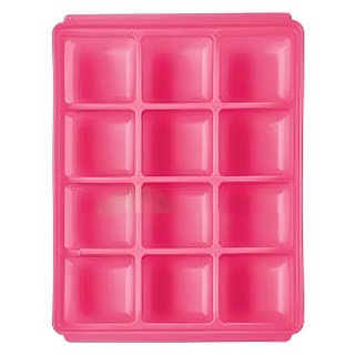 tgm 馬卡龍 白金矽膠副食品冷凍儲存分裝盒 可按使用量調節 保鮮保存 適用於微波爐洗碗機冰箱, 紅色, 1個, 25ml