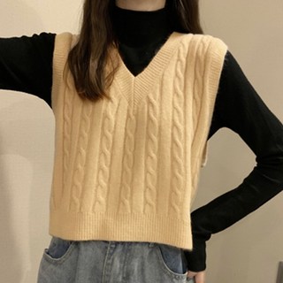 德芙洛商務 女款溫暖風V領麻花針織背心