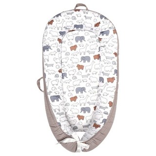 Vanibaby 便攜式嬰兒床中床, 動物朋友 白色, 1個