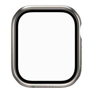SwitchEasy 魚骨牌 Hybrid 9H鋼化玻璃雙料保護殼 0.33mm 全面保護無死角, Apple Watch 45mm, 鈦色, 1個