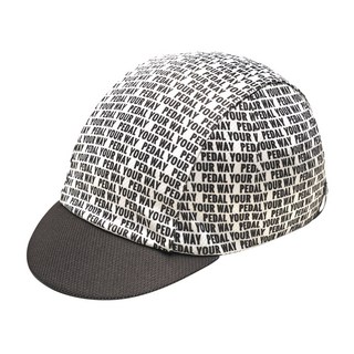 Frontier Classic Cycling Cap 經典自行車小帽 Pedal Your Way, 黑字款 白色, 1個, F