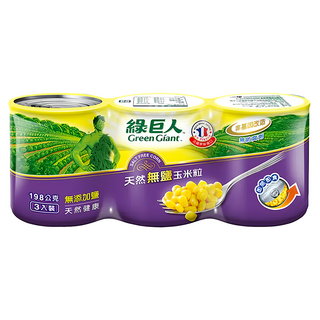 Green Giant 綠巨人 天然無鹽玉米粒罐裝, 198g, 3罐