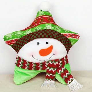 摩達客 超萌聖誕快樂五角星抱枕靠枕 YS-CTD018006 3歲以上, 圍巾雪人 綠色