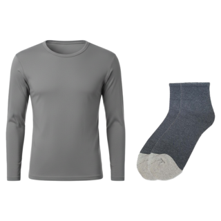 MI MI LEO 台灣製 輕刷毛保暖衣 + 竹炭保暖除臭氣墊襪 1組