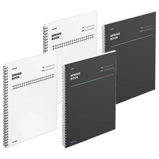 motemote 厚磅線圈橫線筆記本, 4本, 黑色 + 白色