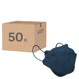 fuder 福德好罩 成人韓版4D立體醫療口罩, 紳士藍, 10片, 5盒