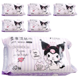 Sanrio 三麗鷗 酷洛米柔膚濕紙巾 暗黑, 1入, 6包