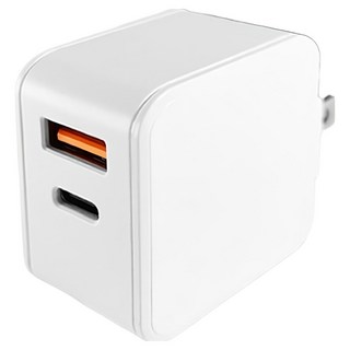 PD20W 2口快速充電器 支援100V-240V, 白色, 1個