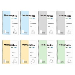 POPO FANCY 半半 2分割 數學練習本, 混合顏色, 8入