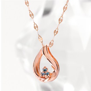 JuriEtte 18K 女性天然鑽石水滴晨露金項鍊 + 贈品戒指 + 購物袋