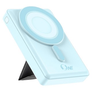 o-one 無線磁吸行動電源 10000mAh 20W 自帶折疊支架, ONE-PH15, 天青藍