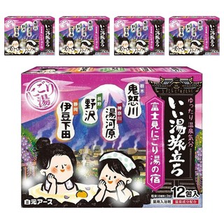 Hakugen Earth 白元 入浴劑 富士見湯系列 14包 6大主題地名湯 獨立包裝 便攜乾燥防潮, 300g, 5盒