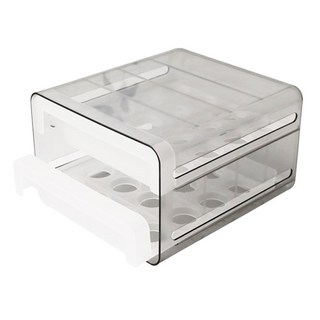 NATURE LIVING 雙層雞蛋收納盒 32格, 21.5 x 23.7 x 14cm, 白色 + 透明色, 1入